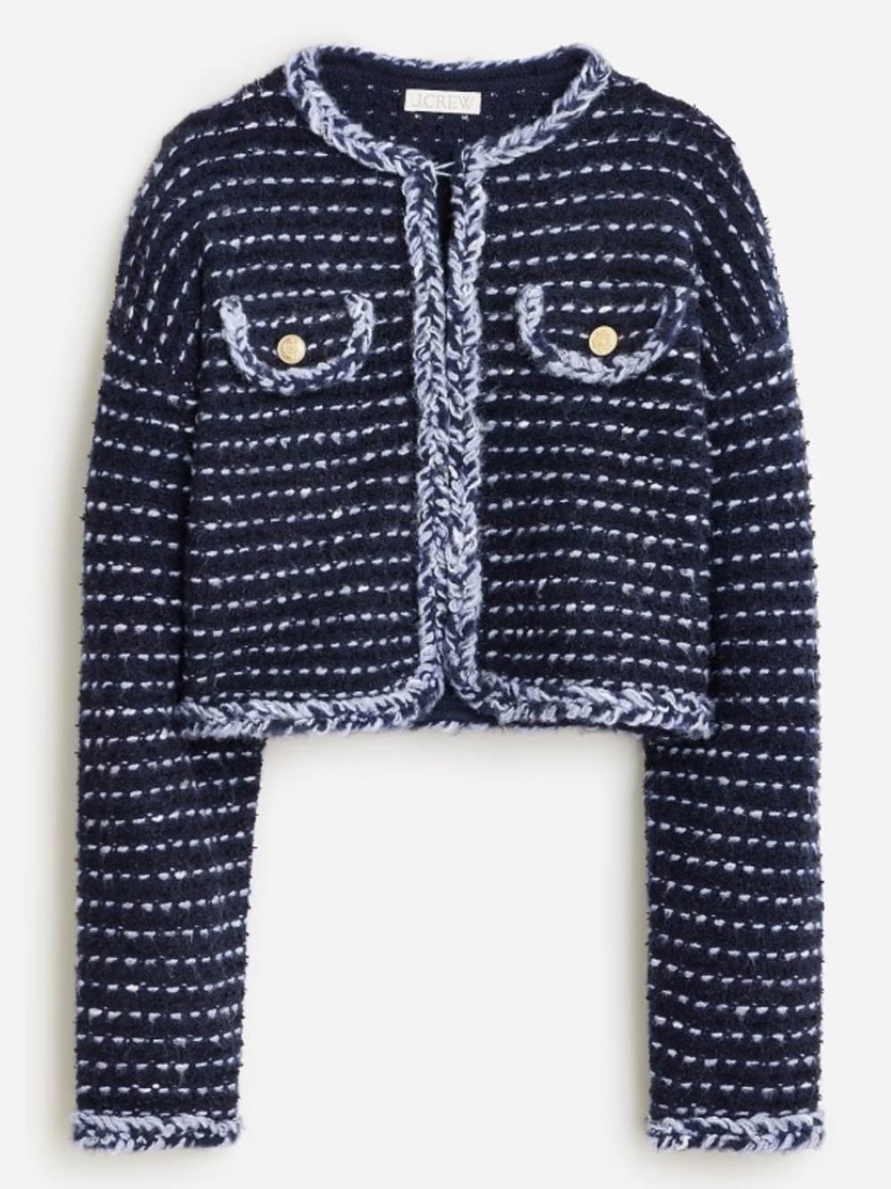 J. Crew Cropped Lady Jacket in Navy Marled Yarn Size S